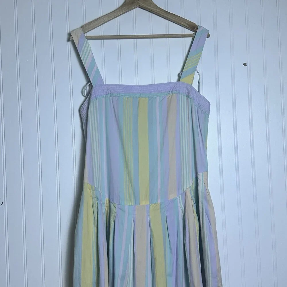 Free People Primavera Stripe Midi Dress Cotton Size XL Adjustable Strap Casual - Picture 7 of 9